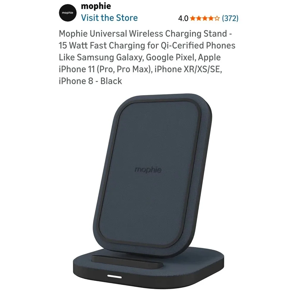 Mophie 15W Universal Wireless Charging Stand Certified Refurbished‎ Fast Charger